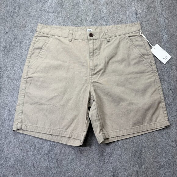 Katin Vincent Shorts Men 36 Beige Khaki Canvas Chino 7" Flat Front - Picture 1 of 15